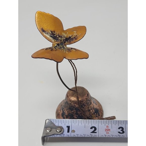 Vintage MCM‎ Metal Bell With Enamel Butterfly Hangs On A Door - Picture 9 of 10